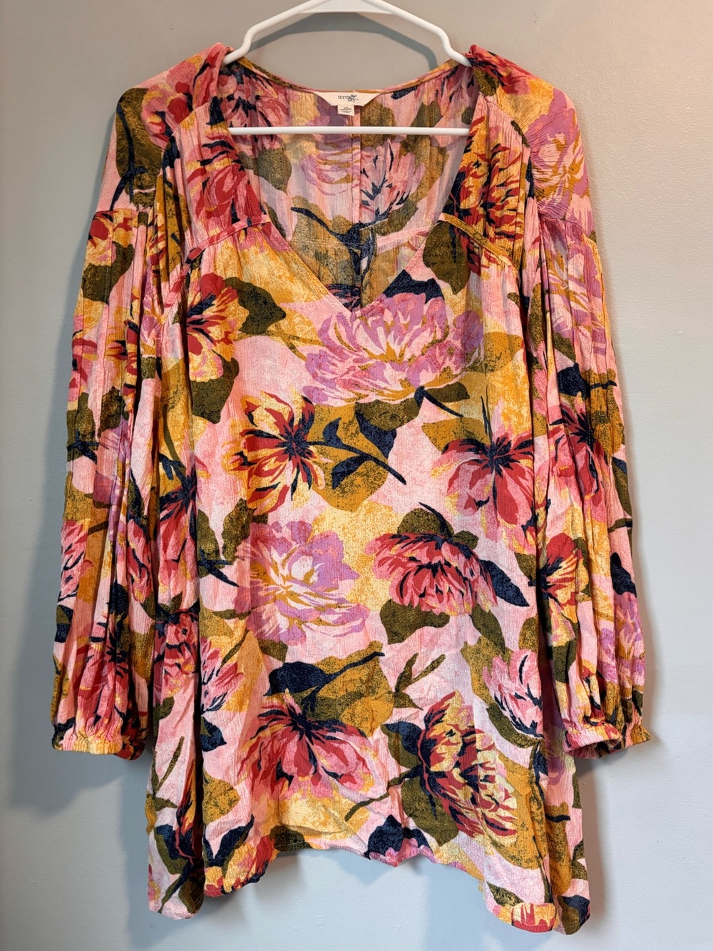 Terra & Sky Floral Peasant Blouse